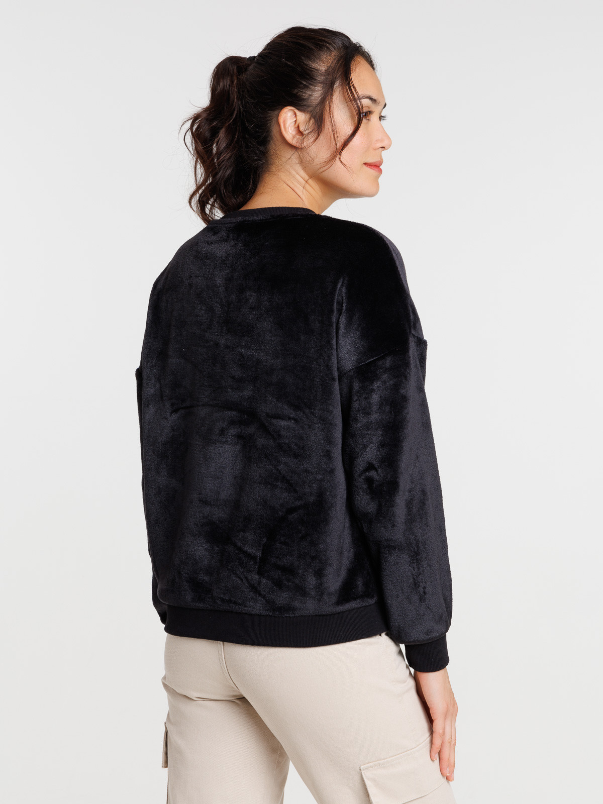 Sweat polaire noir femme