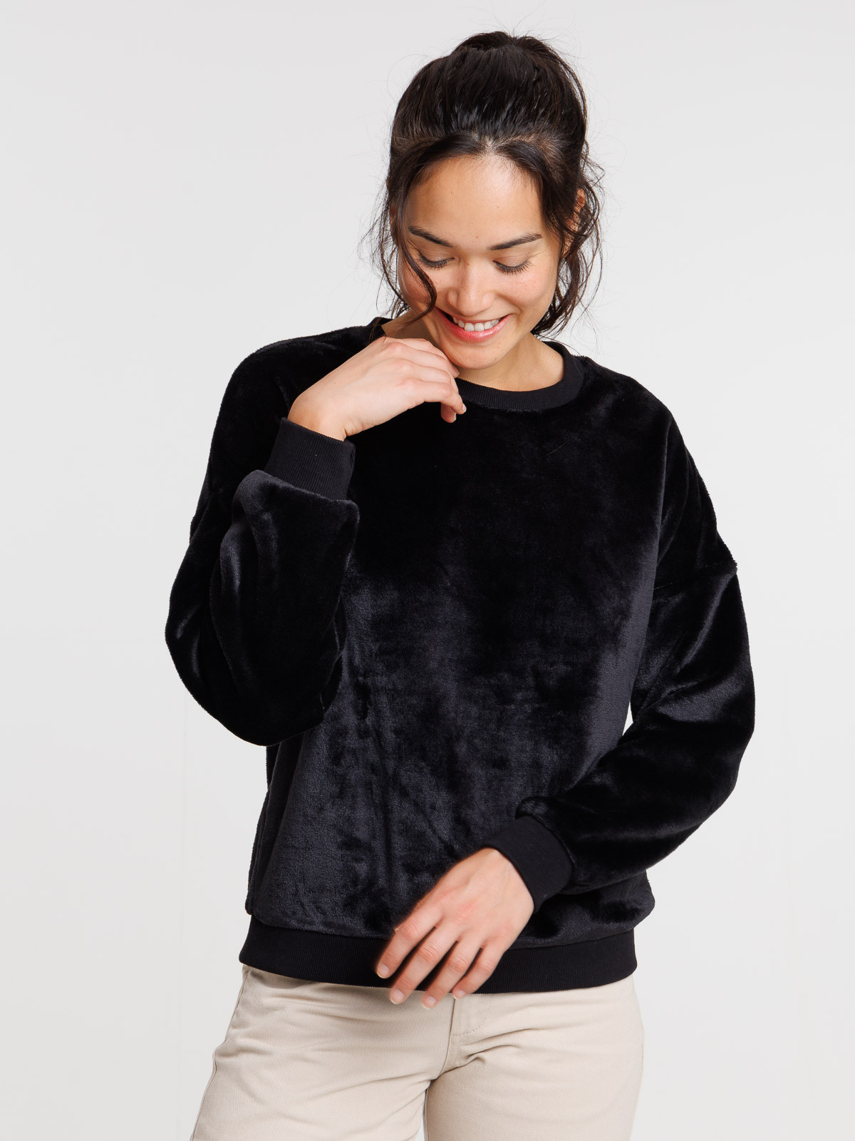 Sweat polaire noir femme