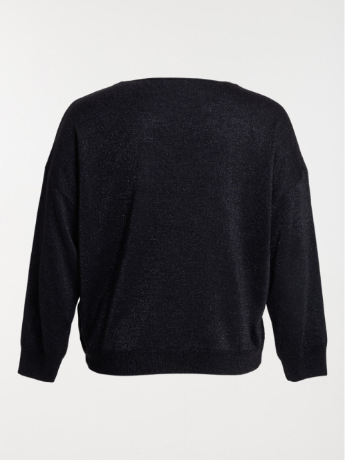 Pull noir brillant grande taille femme