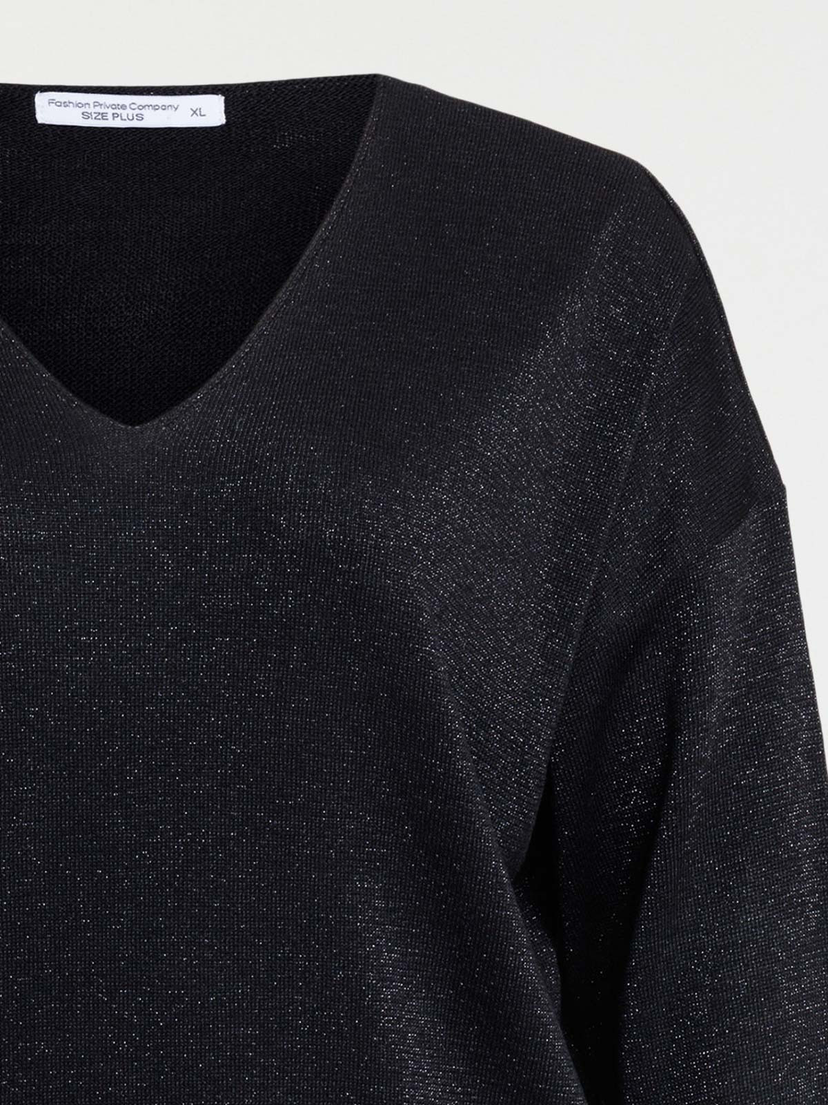 Pull noir brillant grande taille femme
