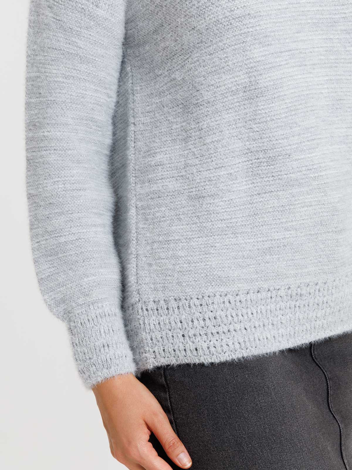 Pull col rond gris chiné femme Pull col rond gris chiné femme