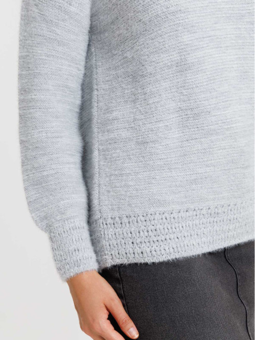 Pull col rond gris chiné femme Pull col rond gris chiné femme