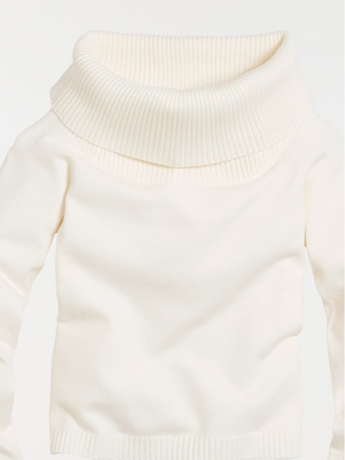 Pull écru col bardot femme