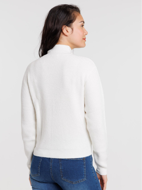 Gilet zippé col montant écru femme Gilet zippé col montant écru femme