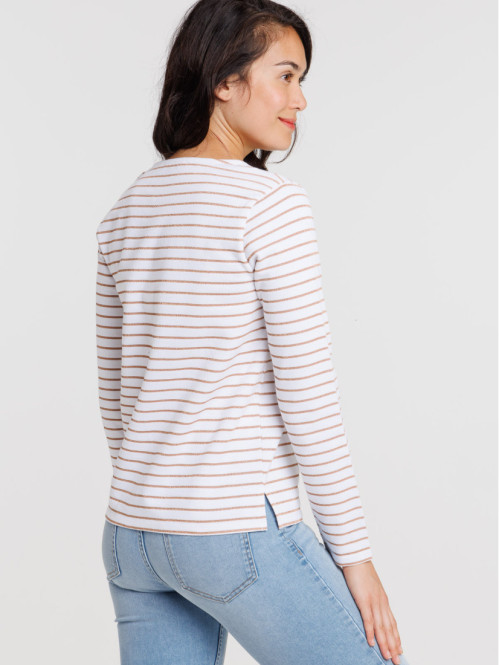 T-shirt marinière boutons épaule femme T-shirt marinière boutons épaule femme