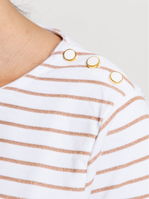 T-shirt marinière boutons épaule femme T-shirt marinière boutons épaule femme