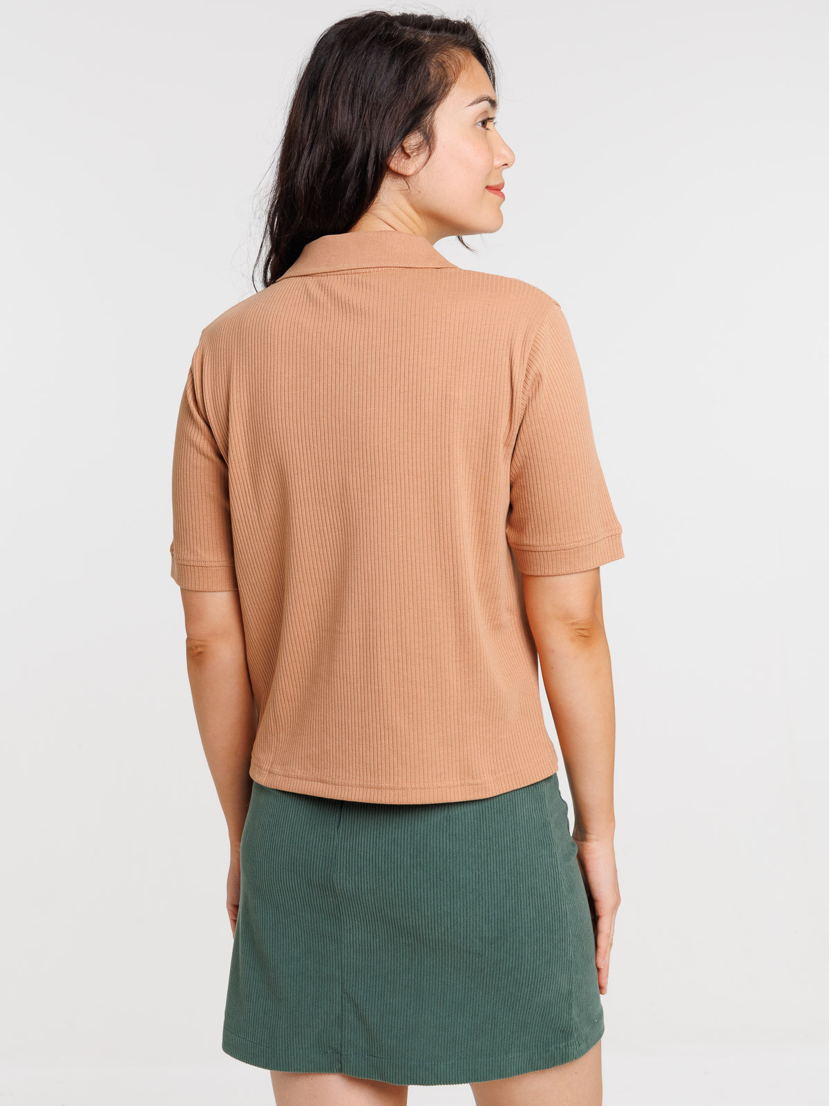 Polo matière côtelée croissant femme