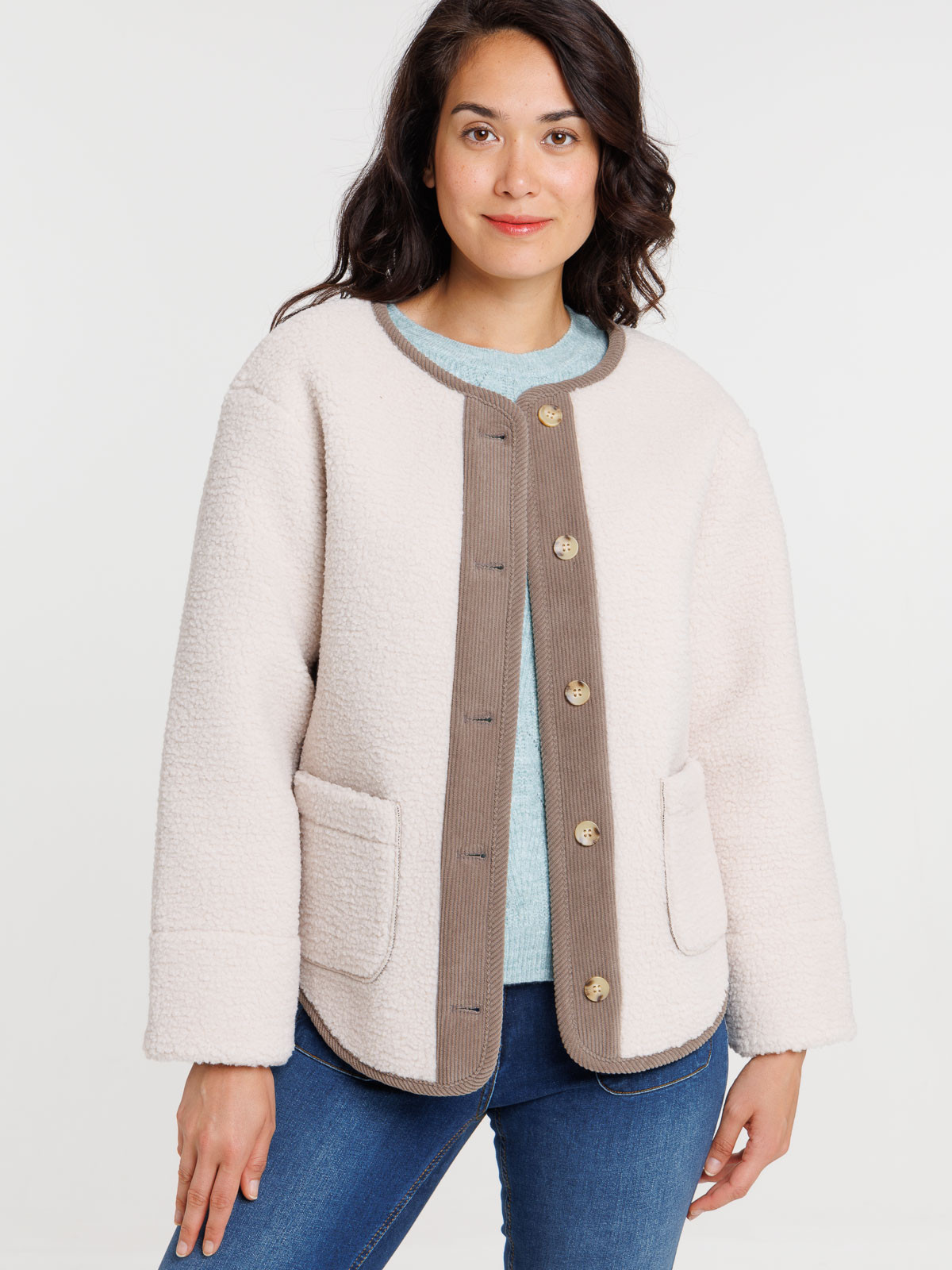 Veste sherpa et velours femme