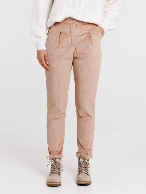 Pantalon carotte velours sarrasin femme