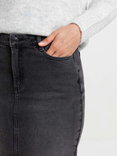 Jupe midi denim gris femme Jupe midi denim gris femme