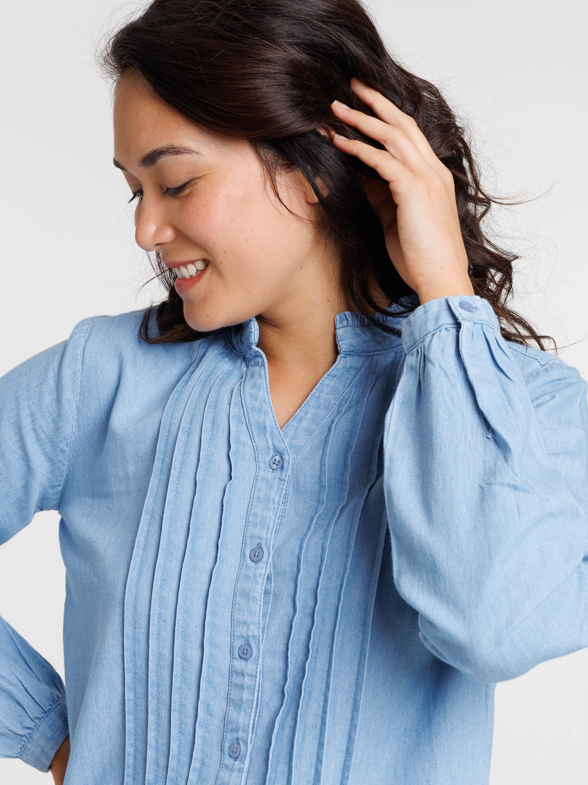 Chemise boutonnée denim light femme