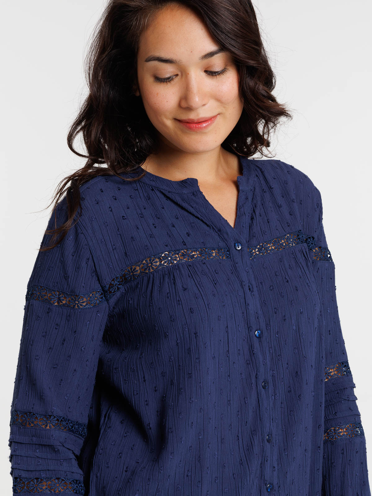 Chemise plumetis naval blue femme Chemise plumetis naval blue femme