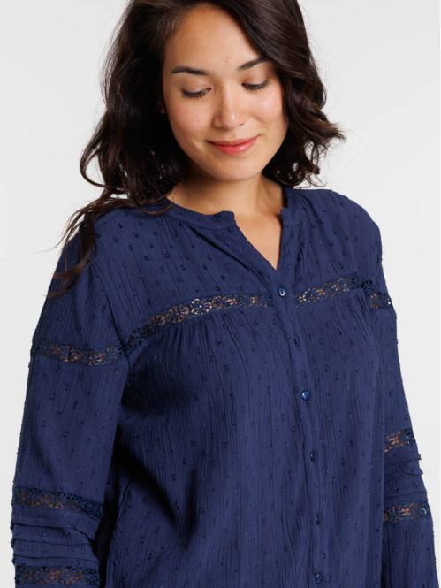 Chemise plumetis naval blue femme Chemise plumetis naval blue femme