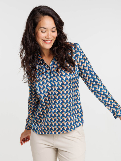 Blouse satin imprimée femme