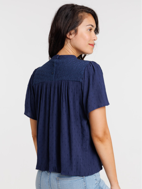 Blouse marine navy et dentelle femme Blouse marine navy et dentelle femme