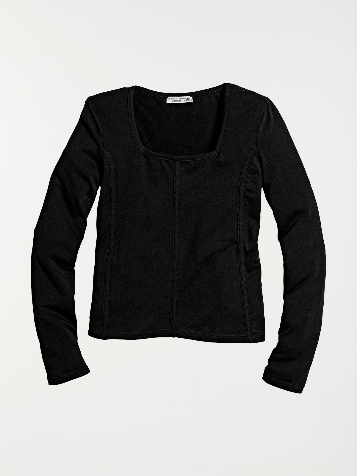T-shirt noir col carré fille (XXS-M)