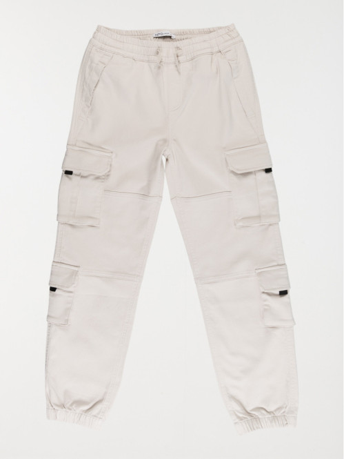 Pantalon cargo beige lin...