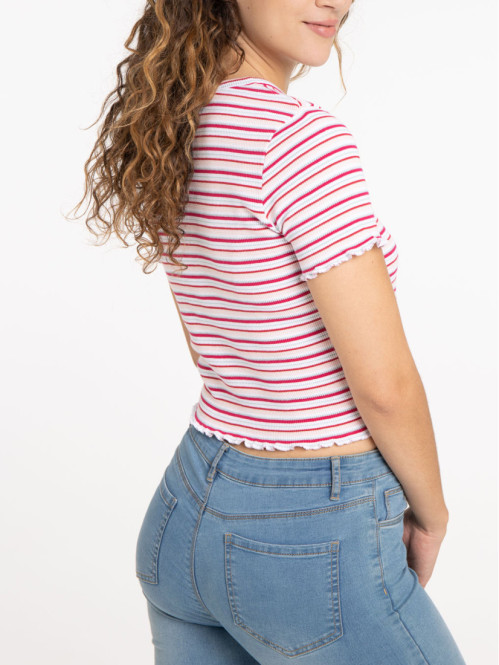 T-shirt blanc à rayures femme T-shirt blanc à rayures femme
