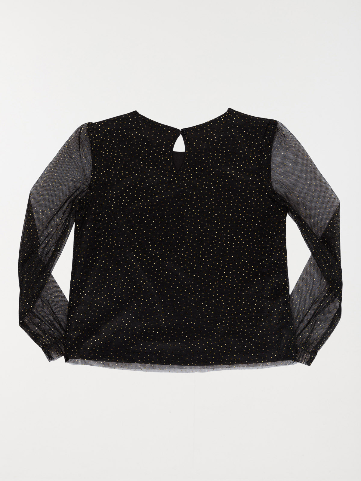 Tee-shirt noir pois dorés fille (3-12A)