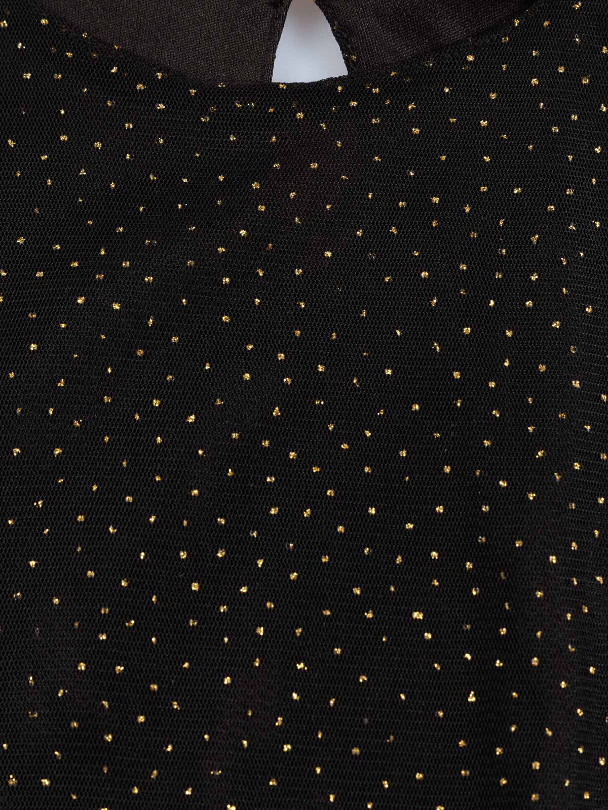 Tee-shirt noir pois dorés fille (3-12A)