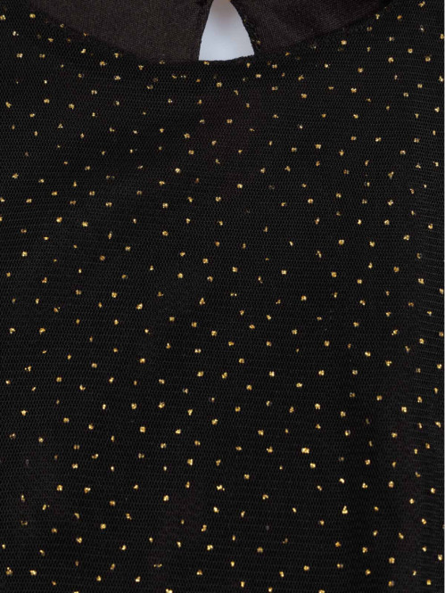 Tee-shirt noir pois dorés...