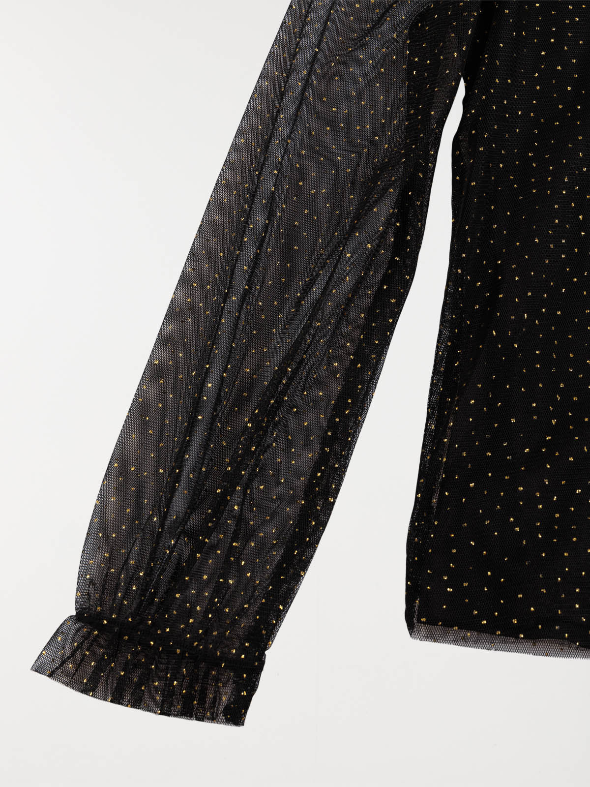 Tee-shirt noir pois dorés fille (3-12A)