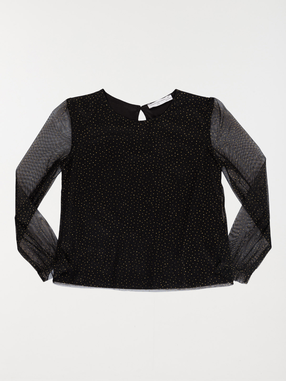 Tee-shirt noir pois dorés fille (3-12A)