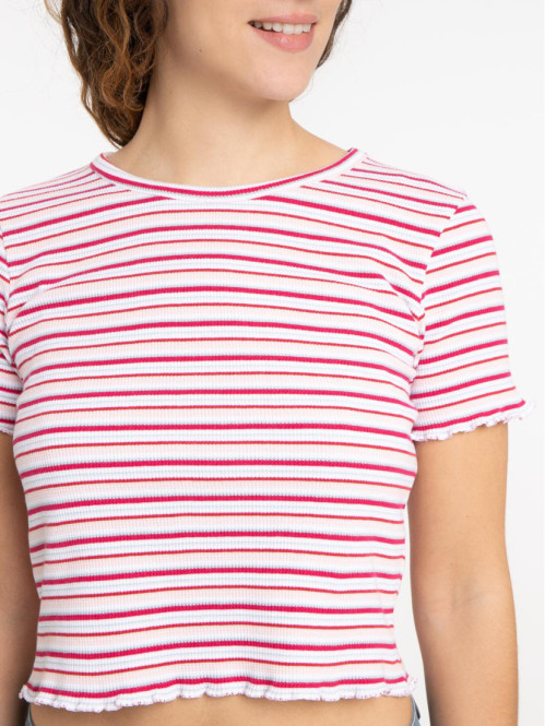 T-shirt blanc à rayures femme T-shirt blanc à rayures femme