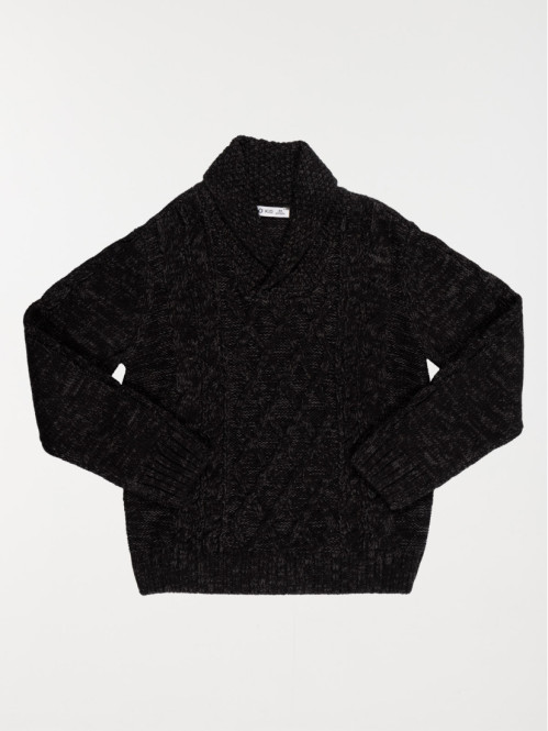 Pull col châle noir garçon (3-12A)