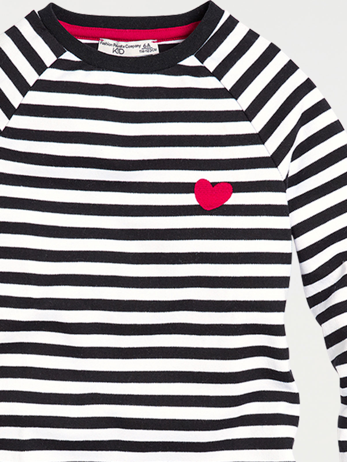 Robe rayée coeur brodé fille (3-12A)