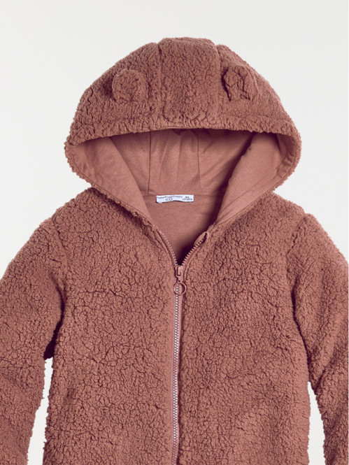 Sweat polaire uni capuche fille (3-12A)