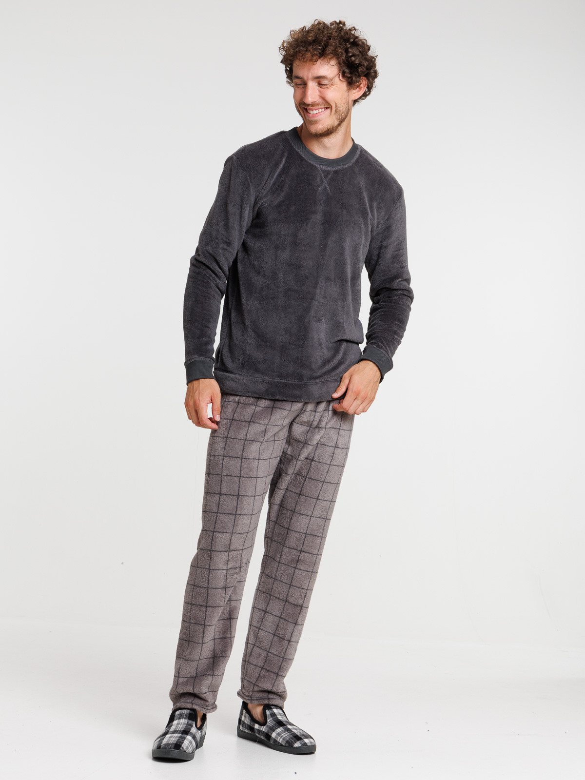 Pyjama polaire à carreaux homme