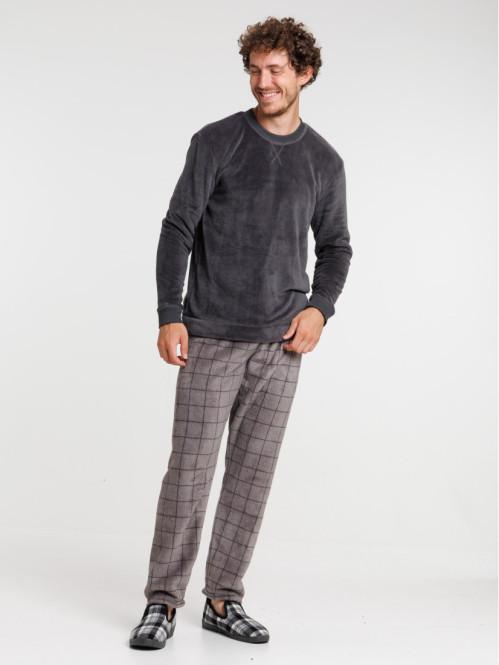 Pyjama polaire à carreaux homme