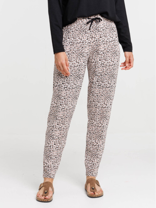 Bas de pyjama coeur leopard femme