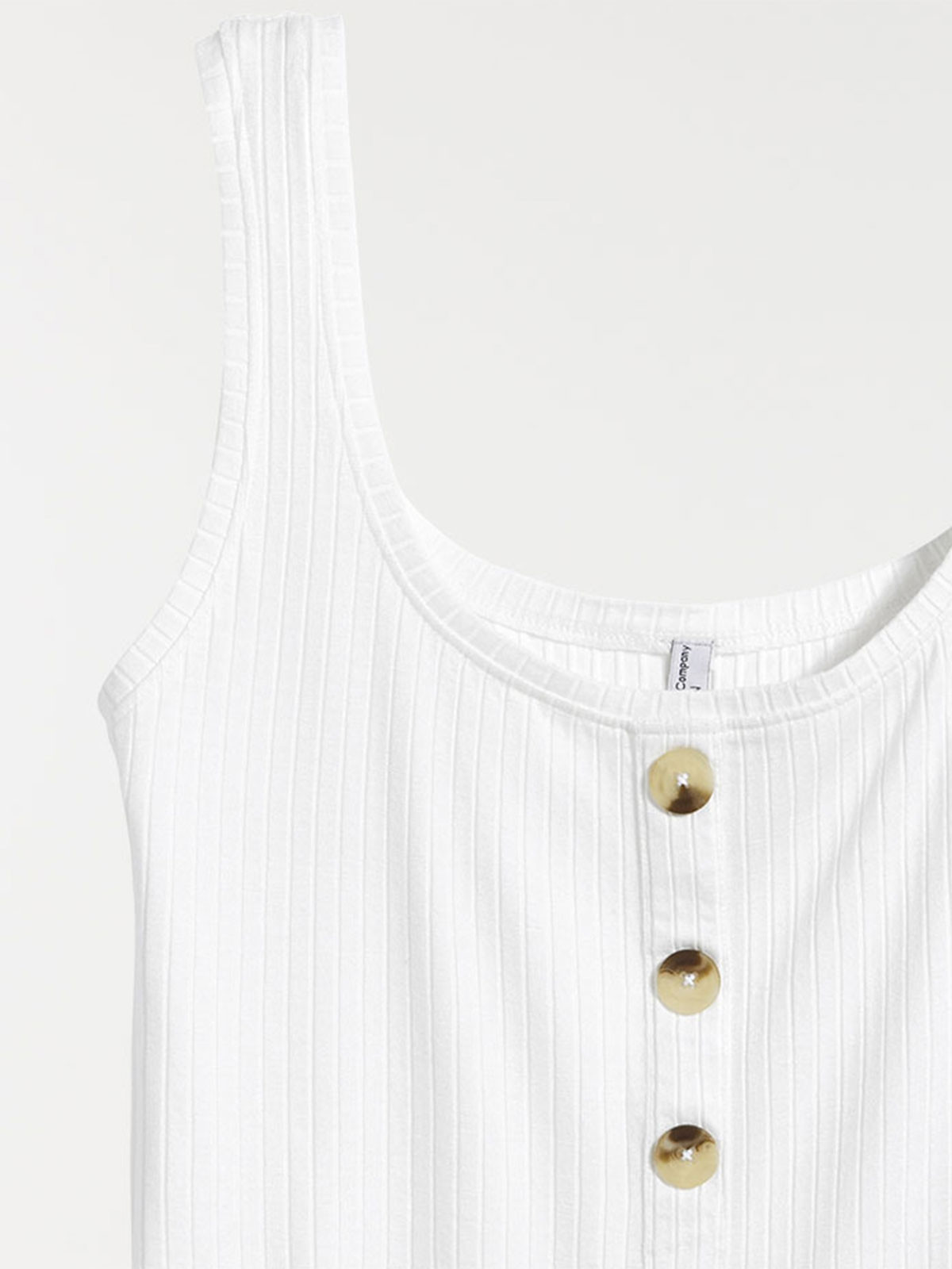 Débardeur côtelé écru boutons femme 