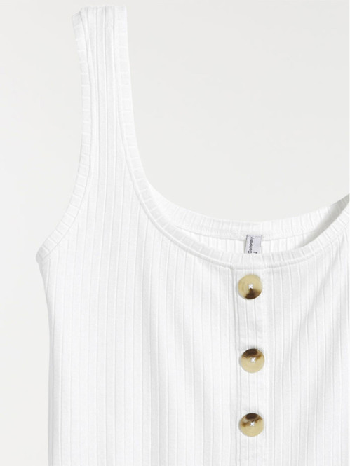 Débardeur côtelé écru...