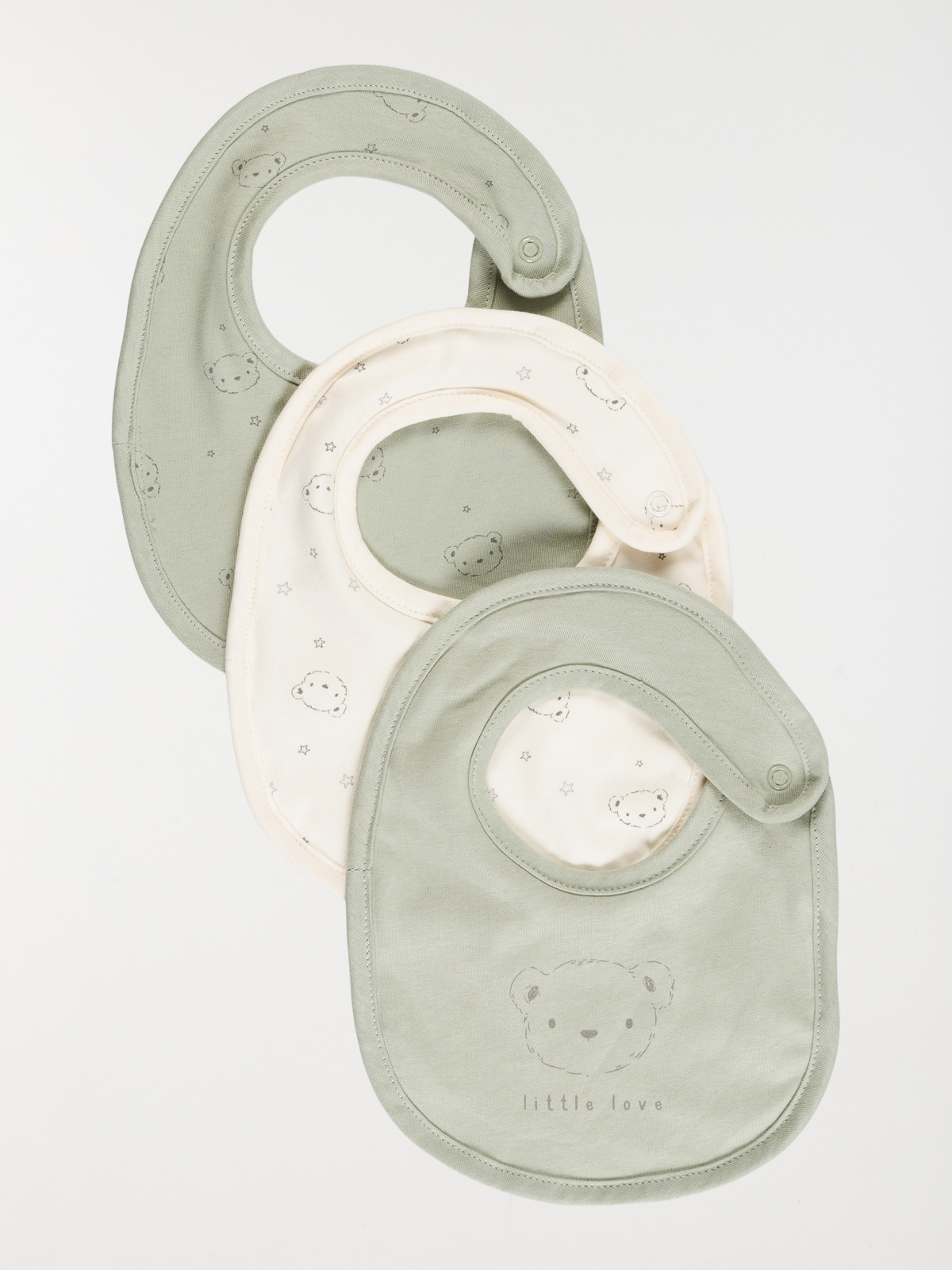Lot de 3 bavoirs coloris vert bébé