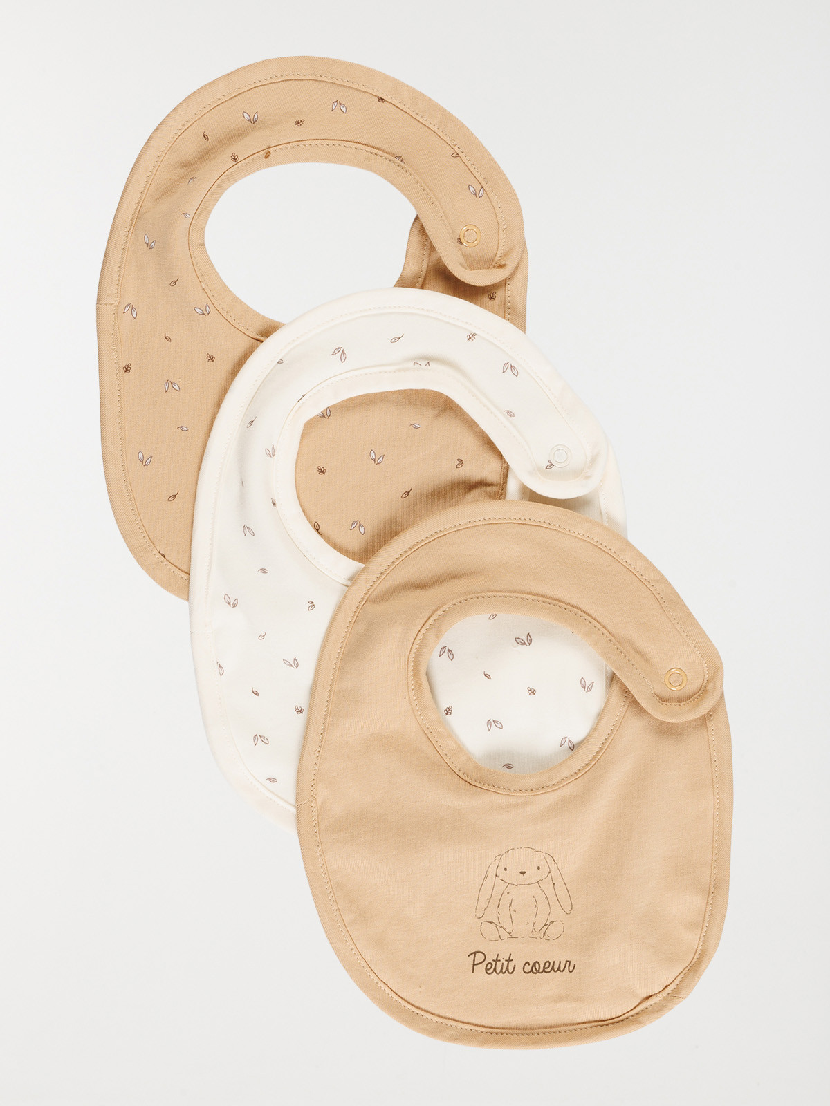 Lot de 3 bavoirs petit coeur bébé