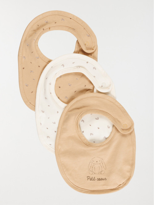 Lot de 3 bavoirs petit coeur bébé