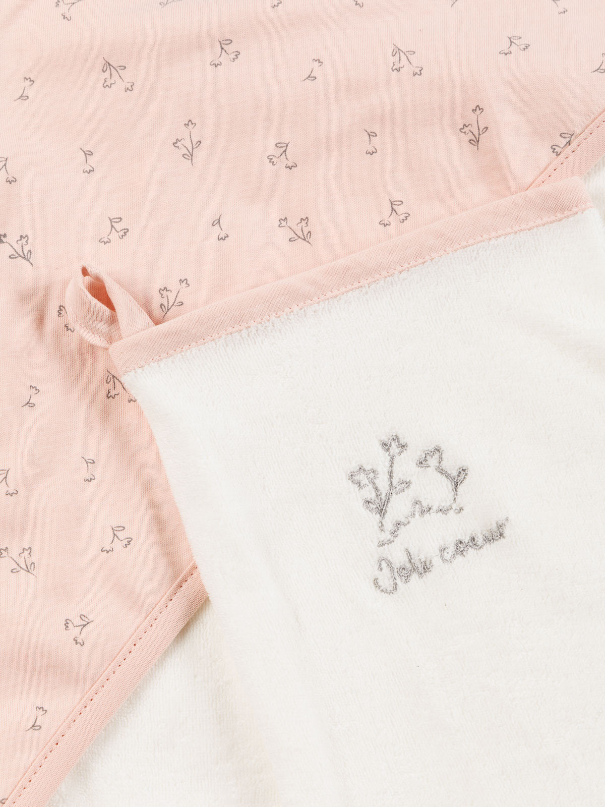 Cape de bain et gant joli coeur bébé