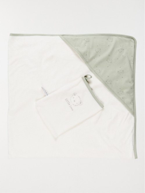 Cape de bain et gant ourson bébé