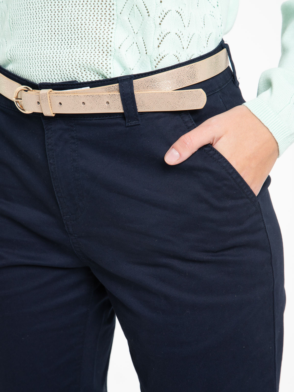 Pantalon chino slim marine navy femme