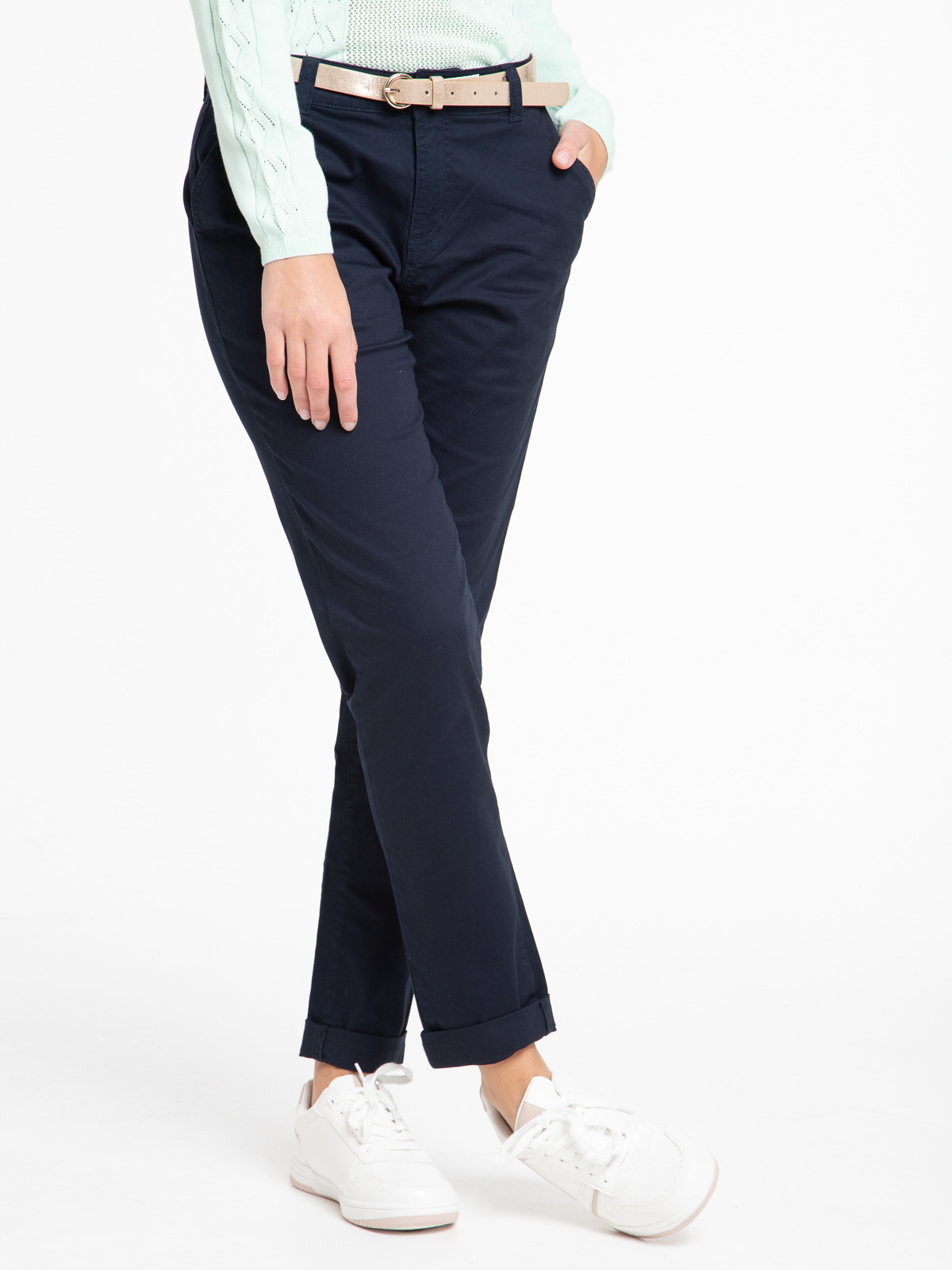 Pantalon chino slim marine navy femme