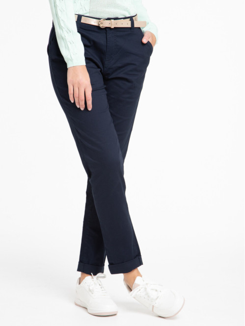 Pantalon chino marine navy femme