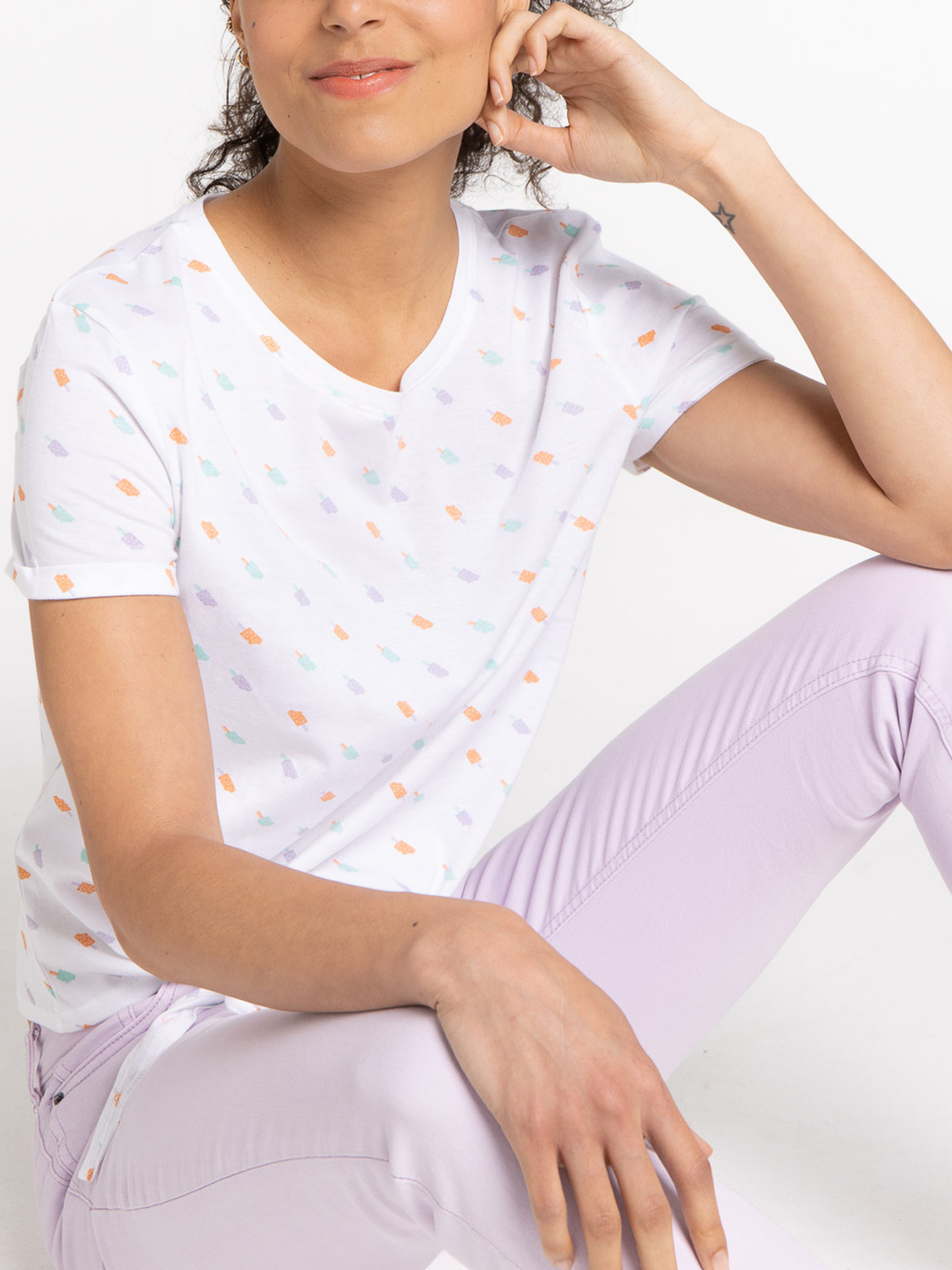 T-shirt à nouer motif glace femme
