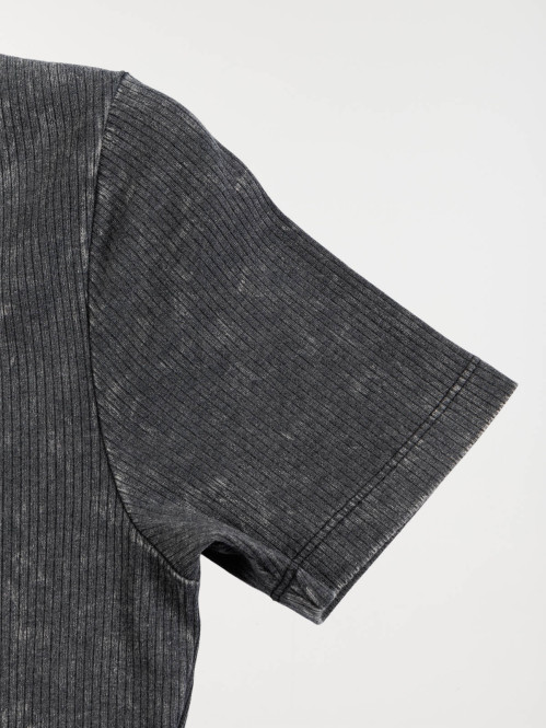 Robe côtelée overdyed noir...