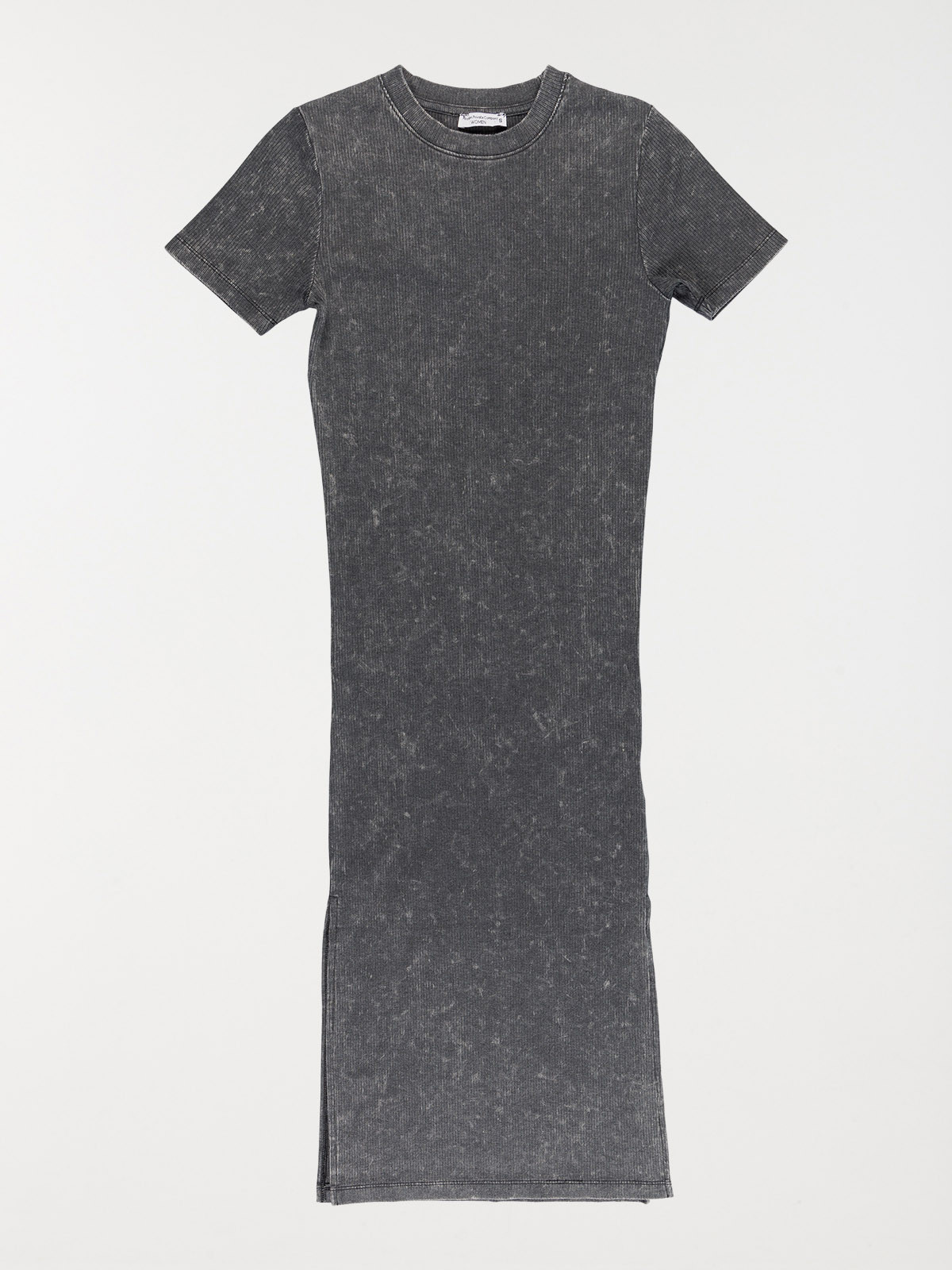 Robe côtelée overdyed noir femme