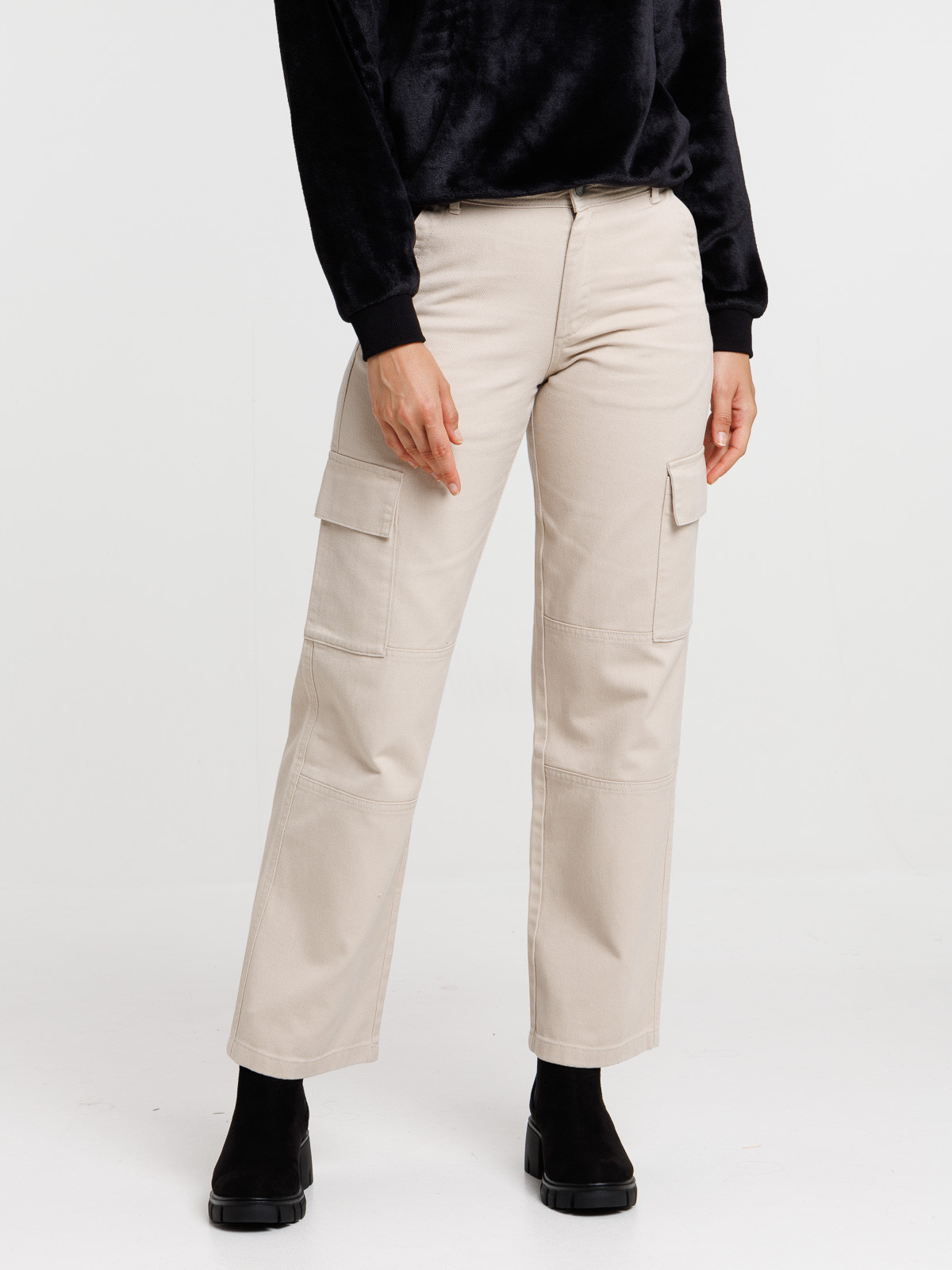 Pantalon cargo wide coloris lin femme Pantalon cargo wide coloris lin femme