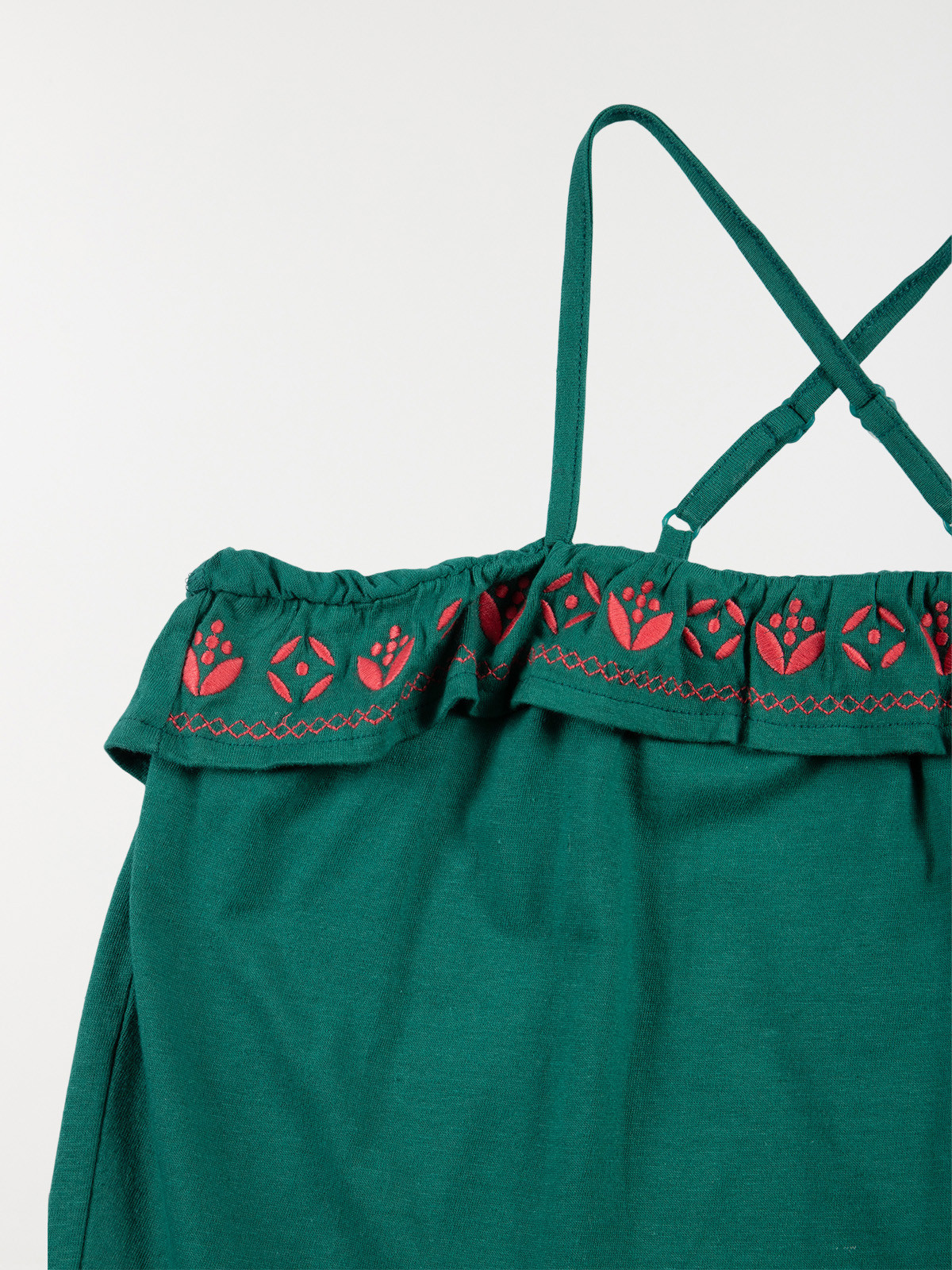 Débardeur émeraude brodé fille (10-16A) Débardeur émeraude brodé fille (10-16A)