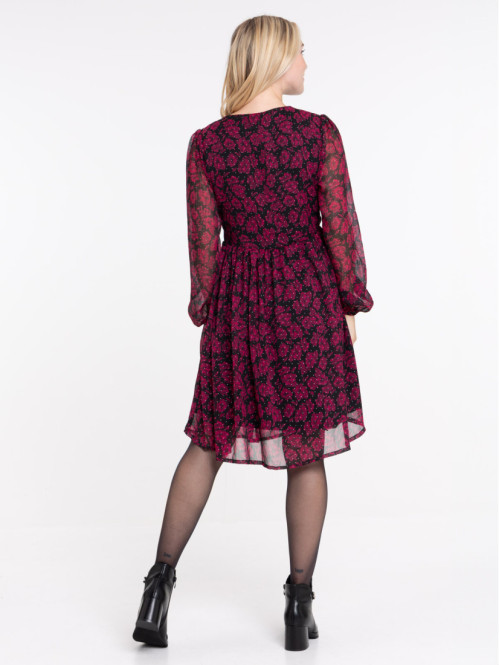 Robe voile fleuri col V femme Robe voile fleuri col V femme